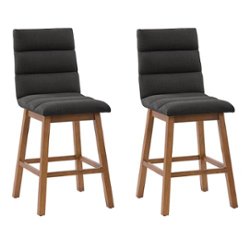 CorLiving - Boston Channel Tufted Fabric Barstool (set of 2) - Dark Grey - Angle_Zoom