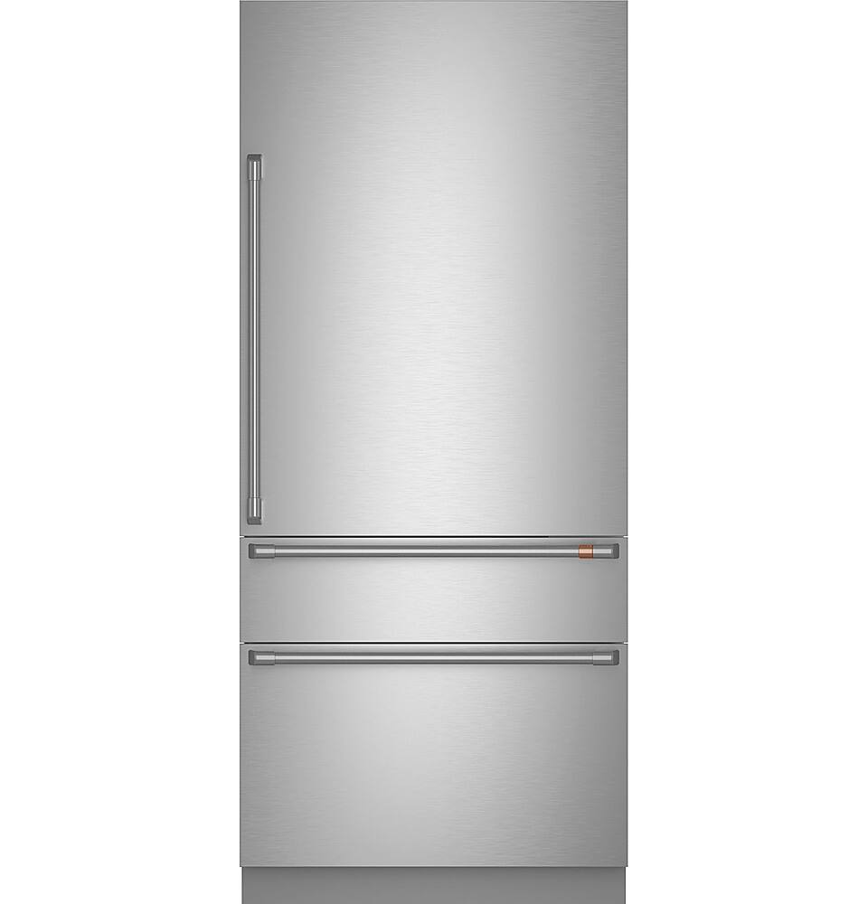 Angle. Café - 20.2 Cu. Ft.Built-In Refrigerator with Bottom Freezer and Wi-Fi - Stainless Steel.