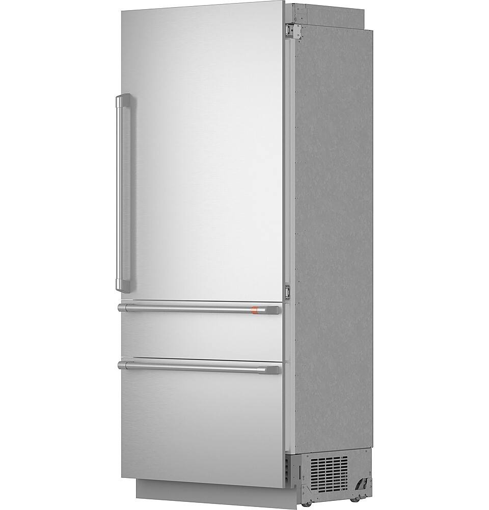 Left. Café - 20.2 Cu. Ft.Built-In Refrigerator with Bottom Freezer and Wi-Fi - Stainless Steel.