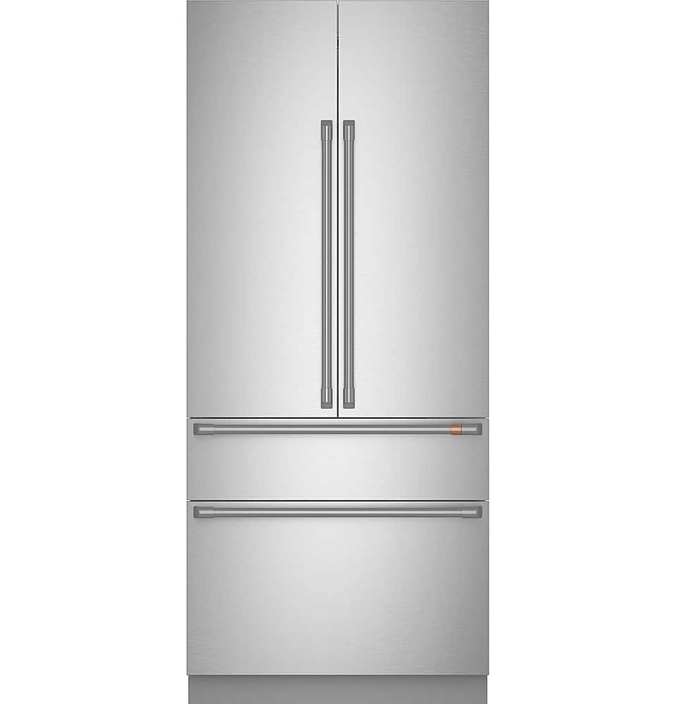 Angle. Café - 20.2 Cu. Ft.Built-In French Door Refrigerator with Bottom Freezer and Wi-Fi - Stainless Steel.