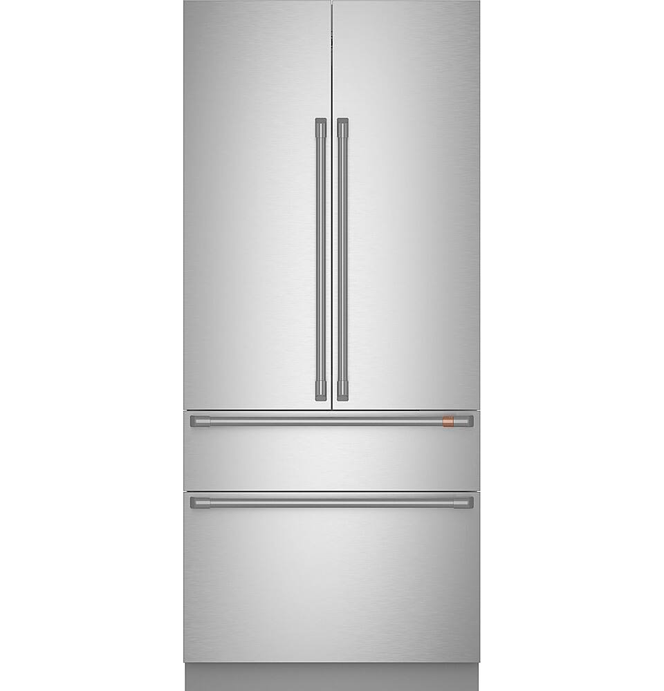 Angle. Café - 20.2 Cu. Ft.Built-In French Door Refrigerator with Bottom Freezer and Wi-Fi - Stainless Steel.