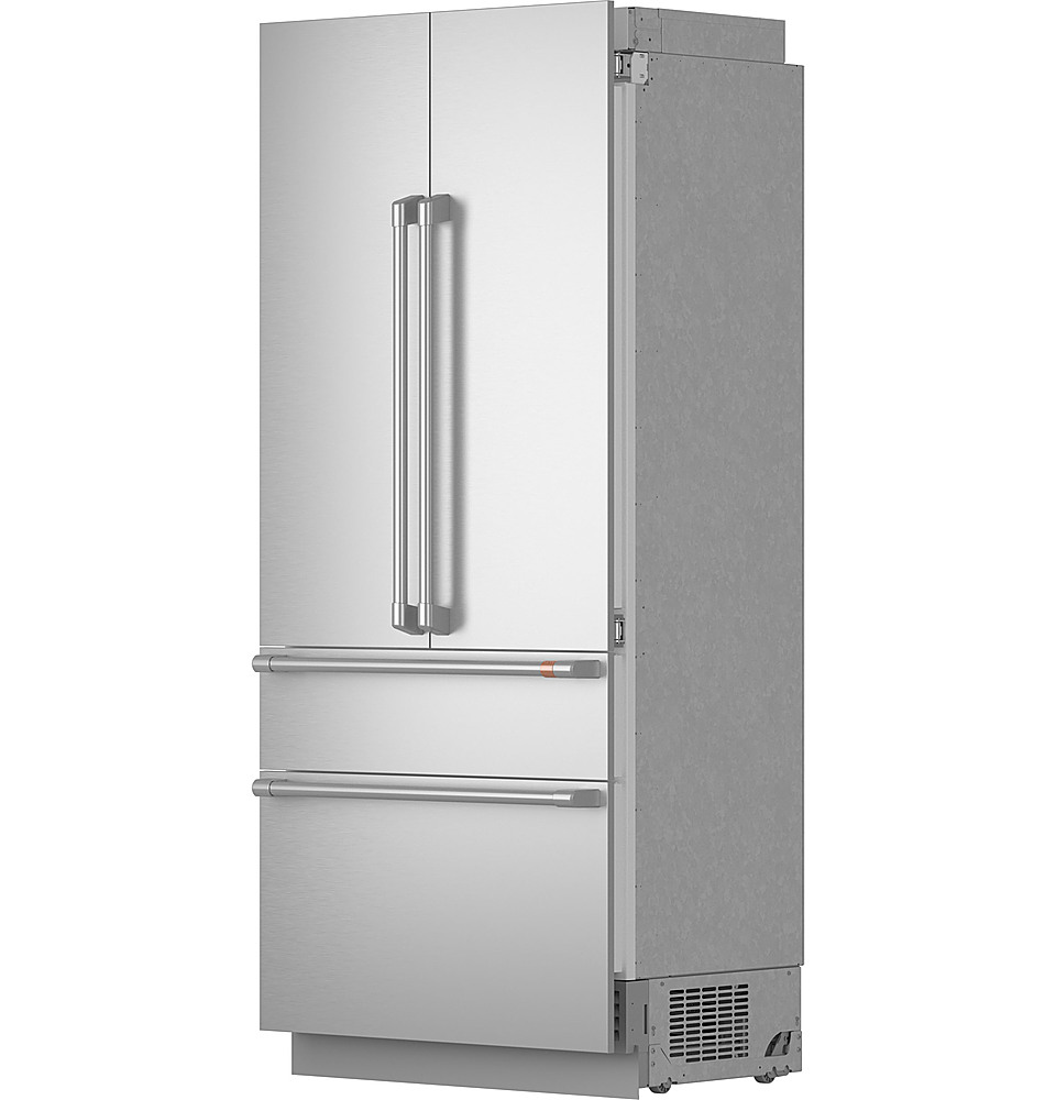 Left. Café - 20.2 Cu. Ft.Built-In French Door Refrigerator with Bottom Freezer and Wi-Fi - Stainless Steel.