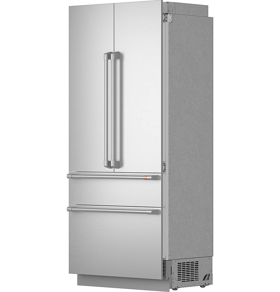 Left. Café - 20.2 Cu. Ft.Built-In French Door Refrigerator with Bottom Freezer and Wi-Fi - Stainless Steel.