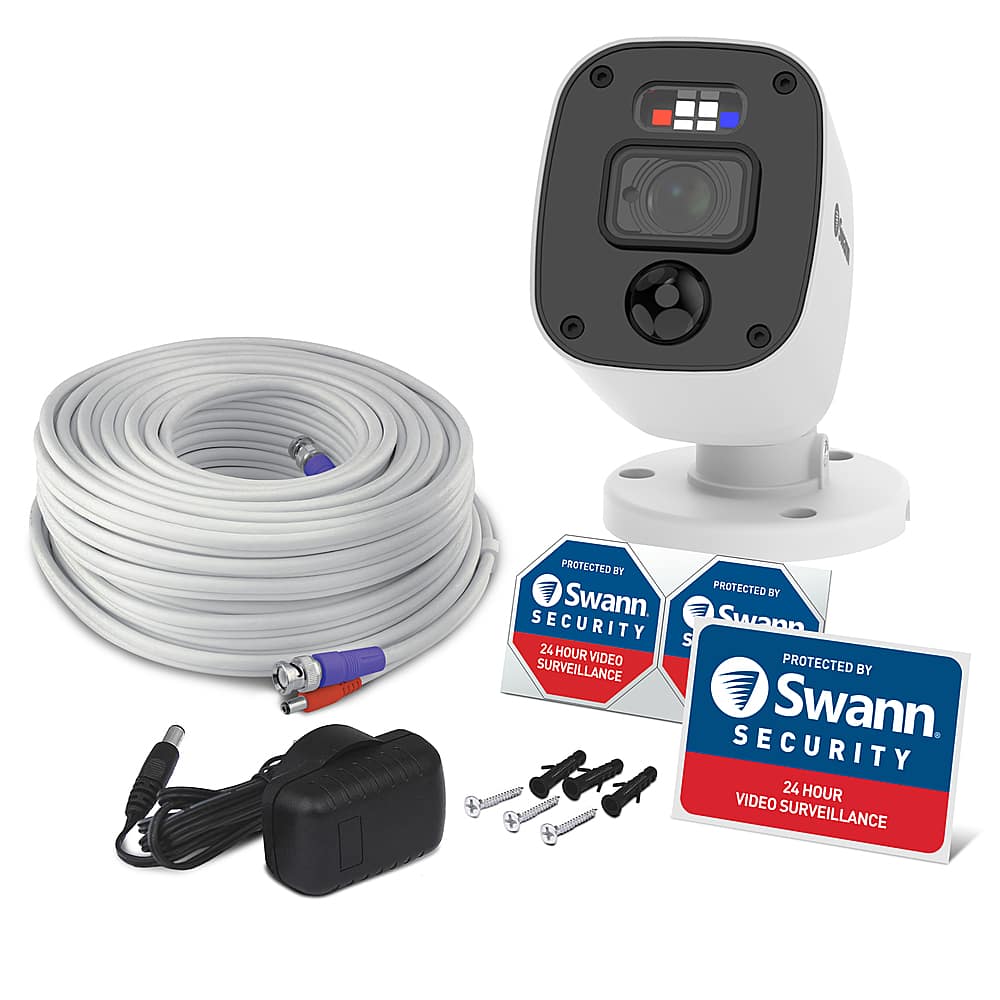 Angle. Swann - Add-On SwannForce™ Indoor/Outdoor Wired 1080p Full HD DVR Security Camera - White.