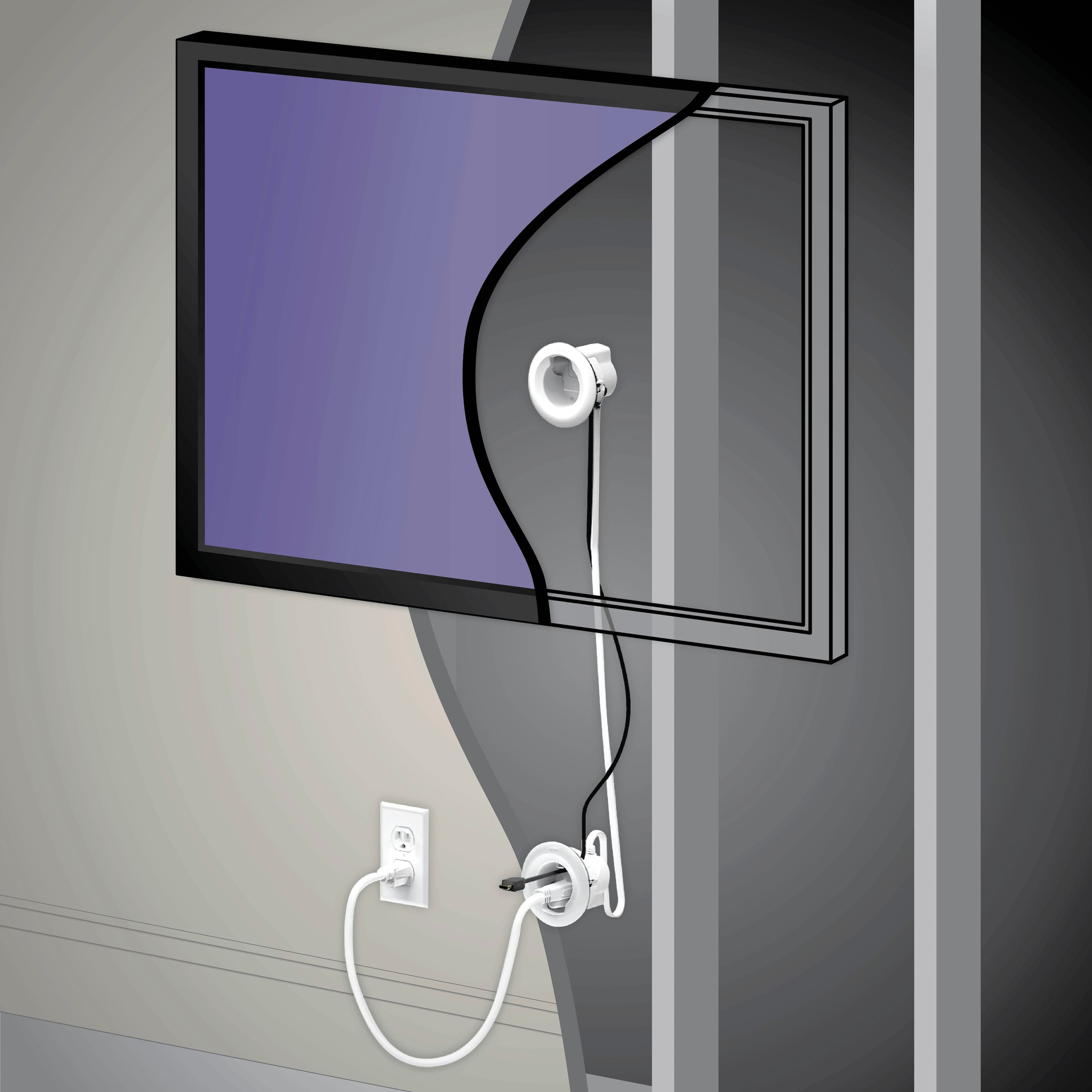 Alt View 22. Sanus - In-Wall Cable Concealer Power Grommet Kit for Mounted TVs - White.