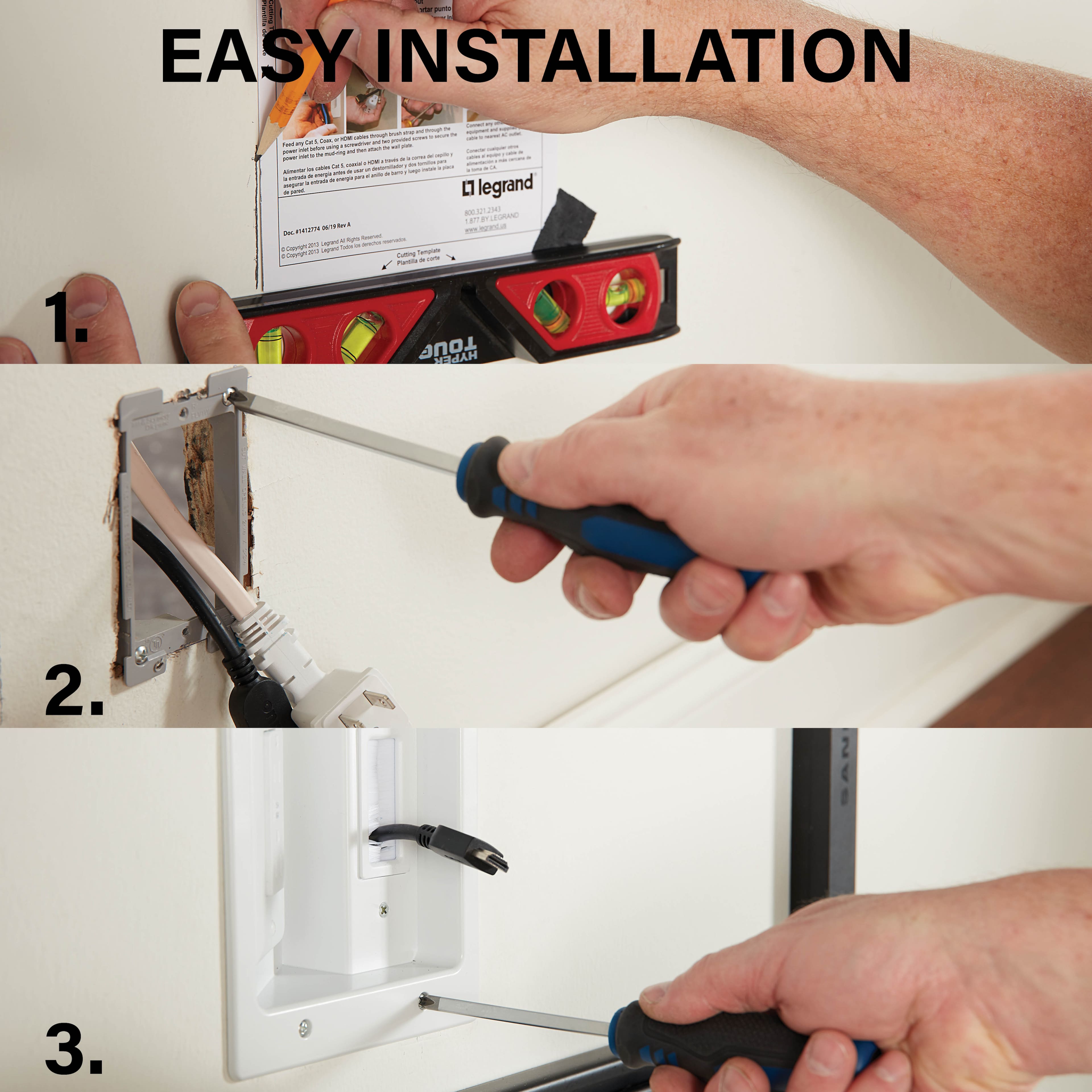 Easy Installation:
1. A person is holding a drill and drilling into a wall.
2. A person is holding a screwdriver and screwing into a wall.
3. A person is holding a hammer and hammering into a wall.
The text on the image is grouped and corrected as follows:
1. Easy Installation:
- A person is holding a drill and drilling into a wall.
- A person is holding a screwdriver and screwing into a wall.
- A person is holding a hammer and hammering into a wall.
2. San:
- A person is holding a drill and drilling into a wall.
- A person is holding a screwdriver and screwing into a wall.
- A person is holding a hammer and hammering into a wall.
3. Tough Hyper:
- A person is holding a drill and drilling into a wall.
- A person is holding a screwdriver and screwing into a wall.
- A person is holding a hammer and hammering into a wall.