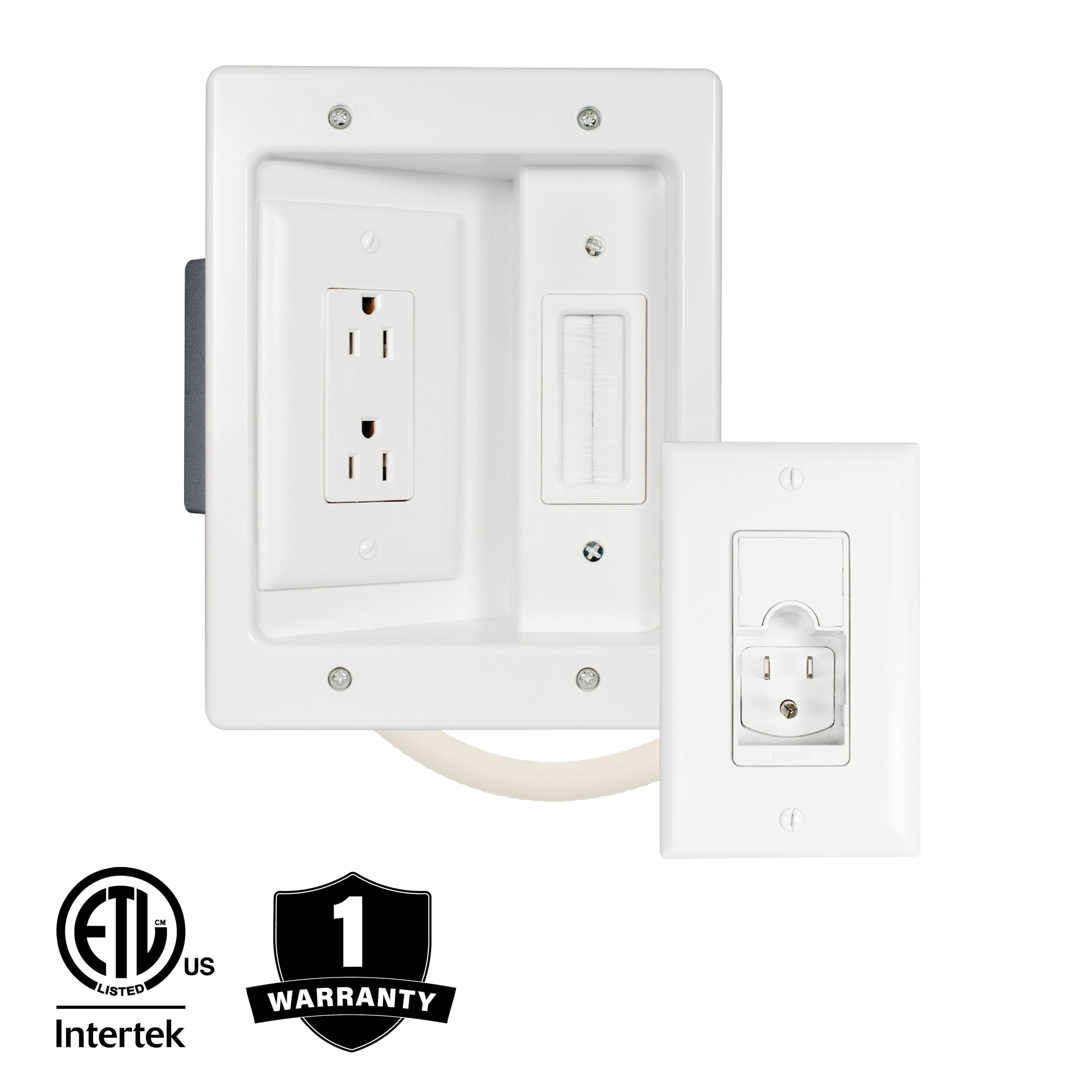 The text on the image reads "S L ETL US 1 LISTED WARRANTY Intertek". This indicates that the product has been tested and certified by Intertek, and it comes with a one-year warranty.