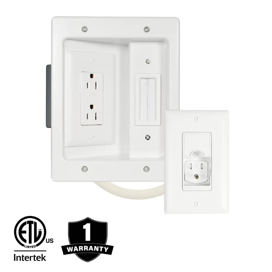 The text on the image reads "S L ETL US 1 LISTED WARRANTY Intertek". This indicates that the product has been tested and certified by Intertek, and it comes with a one-year warranty.