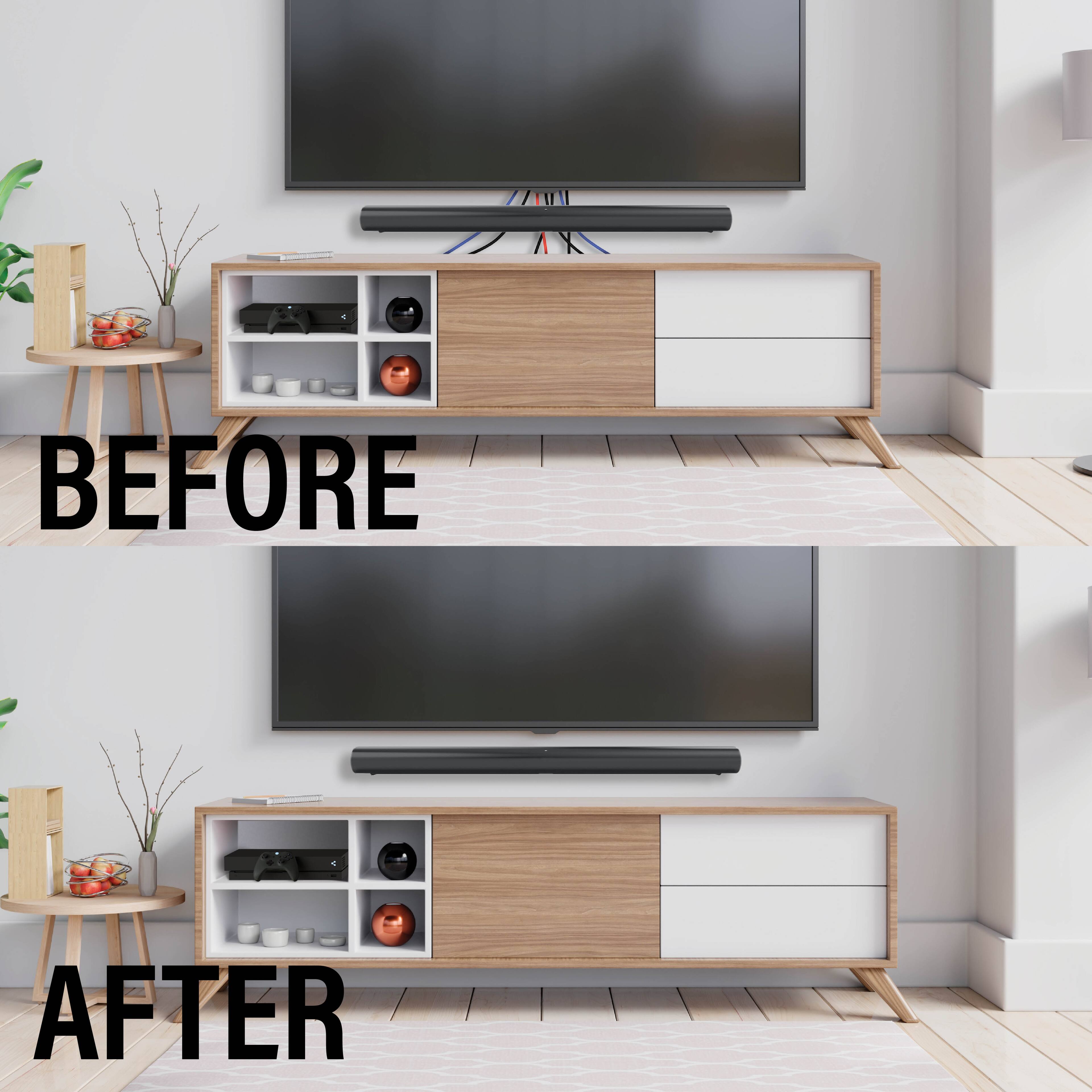 Before:

* A wooden entertainment center with a TV on top.
* A small table with a vase and a potted plant on it.
* A small table with a vase and a potted plant on it.
* A small table with a vase and a potted plant on it.

After:

* A wooden entertainment center with a TV on top.
* A small table with a vase and a potted plant on it.
* A small table with a vase and a potted plant on it.
* A small table with a vase and a potted plant on it.