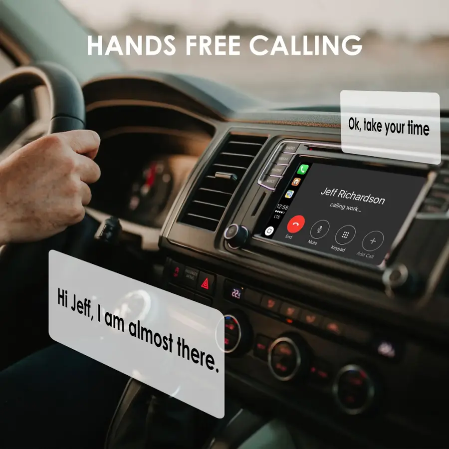 Hands Free Calling:

Ok, take your time.

Jeff Richardson calling work...

End Mute Keypad Add Call

Hi Jeff, I am almost there.