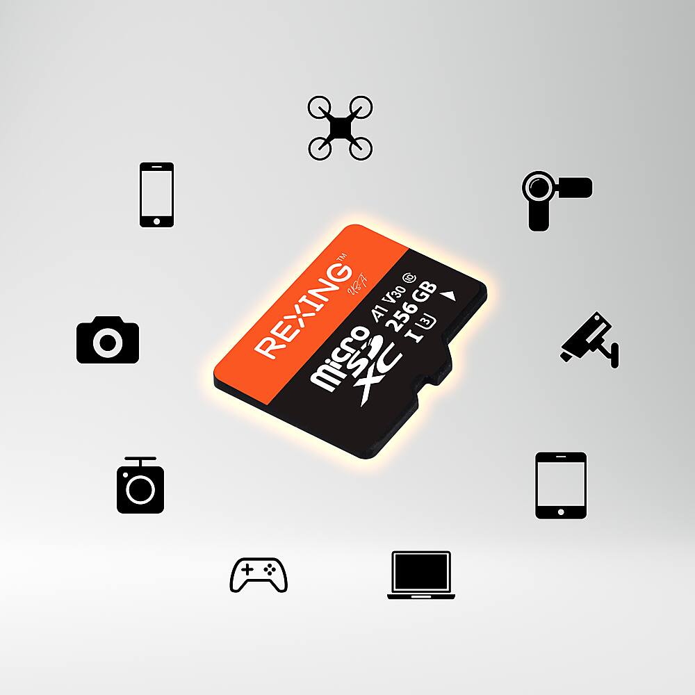 Alt View 13. Rexing - 256GB MicroSDXC UHS-3 Full HD Video High Speed Transfer Monitoring SD Card with Adapter - Black.