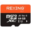 Rexing - 64GB MicroSDXC UHS-3 Full HD Video High Speed Transfer Monitoring SD Card with Adapter