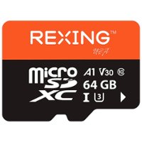 Rexing - 64GB MicroSDXC UHS-3 Full HD Video High Speed Transfer Monitoring SD Card with Adapter - Front_Zoom