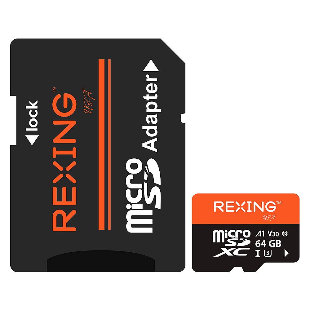 Alt View 11. Rexing - 64GB MicroSDXC UHS-3 Full HD Video High Speed Transfer Monitoring SD Card with Adapter - Black.