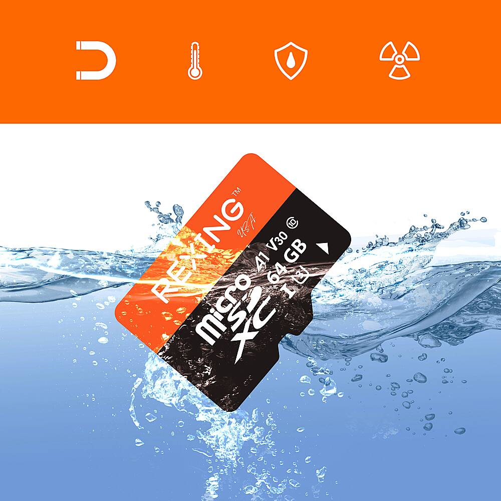 Alt View 14. Rexing - 64GB MicroSDXC UHS-3 Full HD Video High Speed Transfer Monitoring SD Card with Adapter - Black.