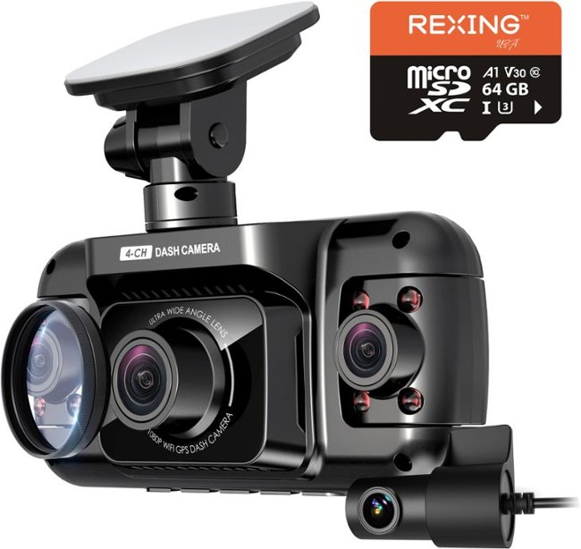 Rexing - R4 4 Channel Dash Cam W/ All Around 1080p Resolution, Wi-Fi, and GPS - Black_1