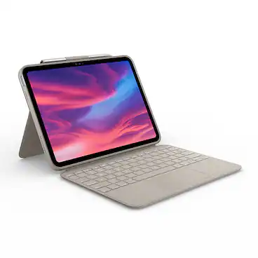 Front. Logitech - Combo Touch Keyboard and Trackpad Case for Apple iPad - Latest Model A16 chip and iPad 10th Gen with Detachable Keyboard - Sand.