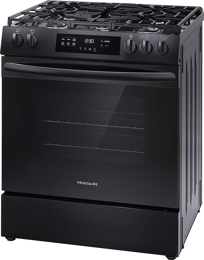 Angle. Frigidaire - 5.1 Cu. Ft Freestanding Gas Range with Quick Boil - Black.