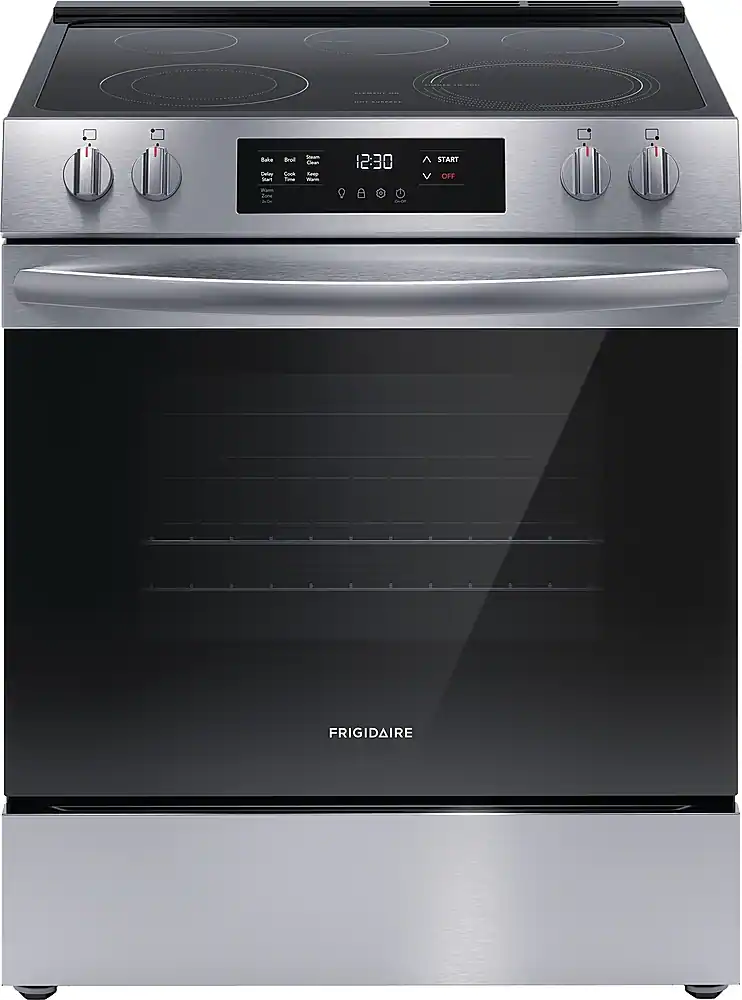 Frigidaire - 5.3 Cu. Ft. Freestanding Electric Range with Steam-cleaning and EvenTemp - Stainless Steel