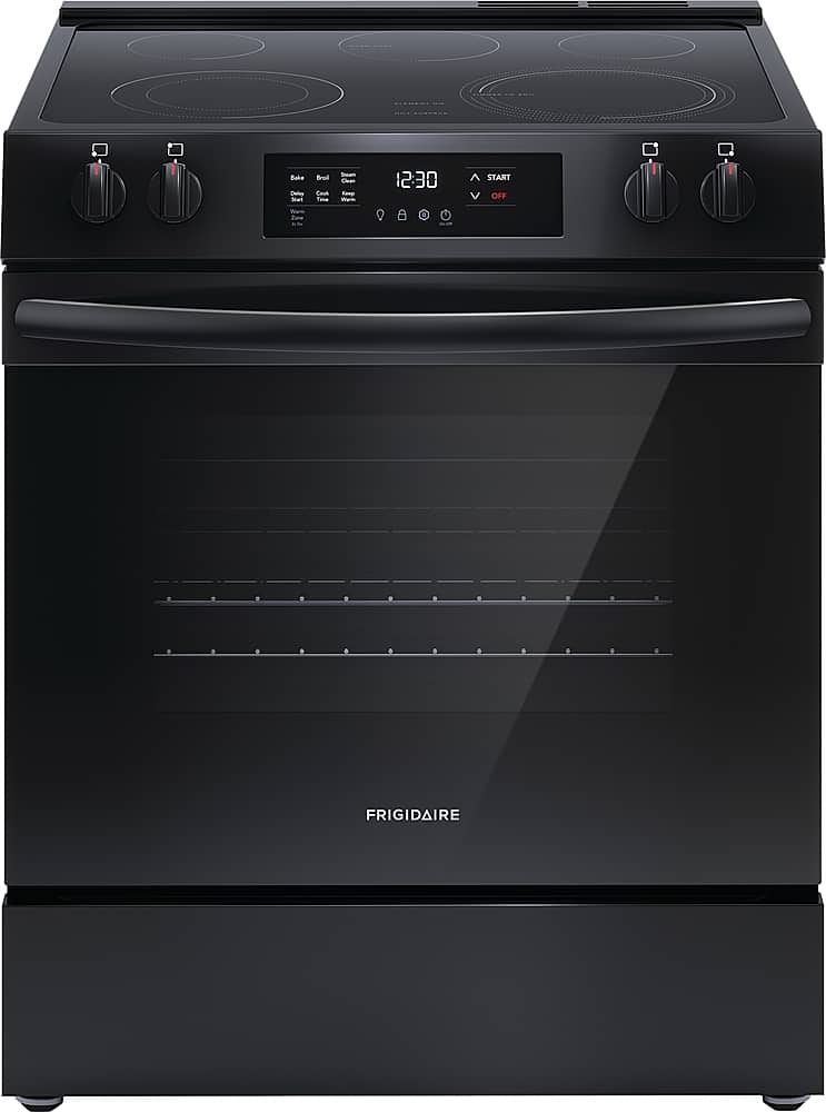 Frigidaire - 5.3 Cu. Ft. Freestanding Electric Range with Steam-cleaning and EvenTemp - Black - Front_Zoom