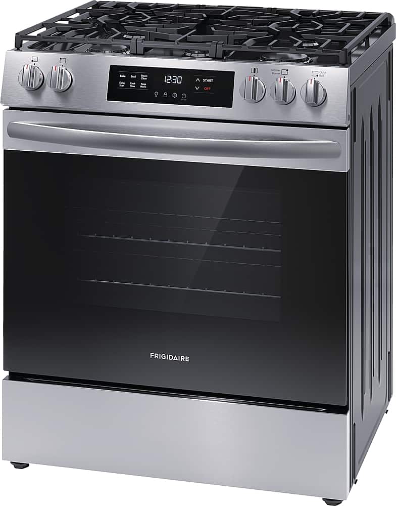 Angle. Frigidaire - 5.1 Cu. Ft. Freestanding Gas Range with Quick Boil Burner - Stainless steel.