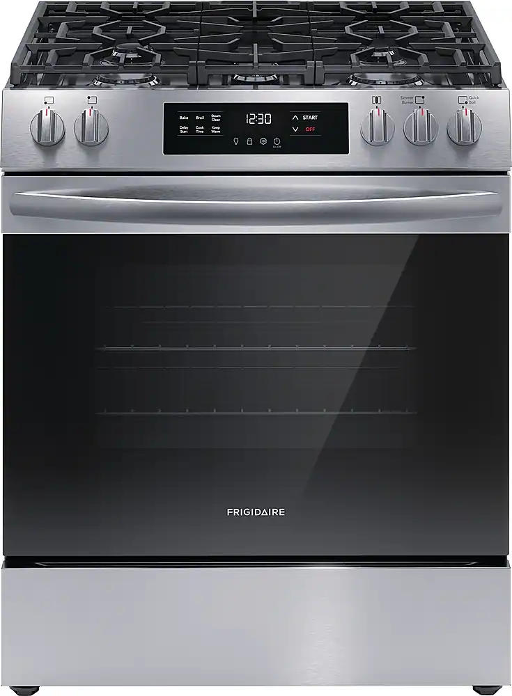 Frigidaire - 5.1 Cu. Ft. Freestanding Gas Range with Quick Boil Burner - Stainless Steel
