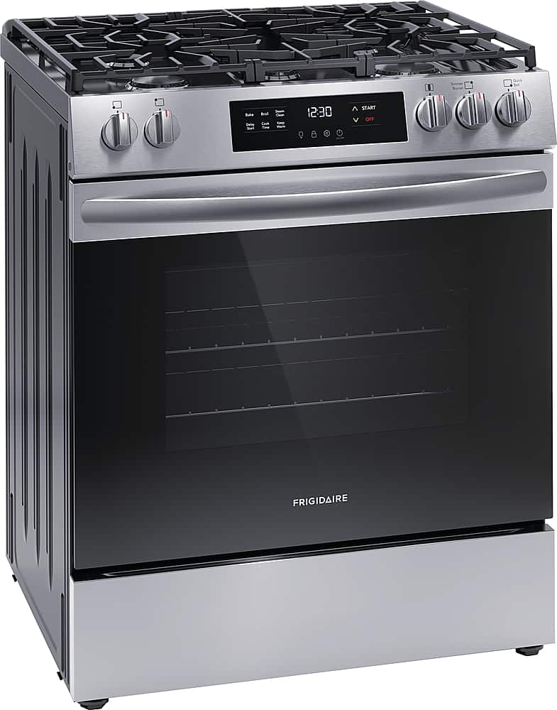 Left View: Frigidaire - 5.1 Cu. Ft Freestanding Gas Range with Quick Boil - Stainless Steel