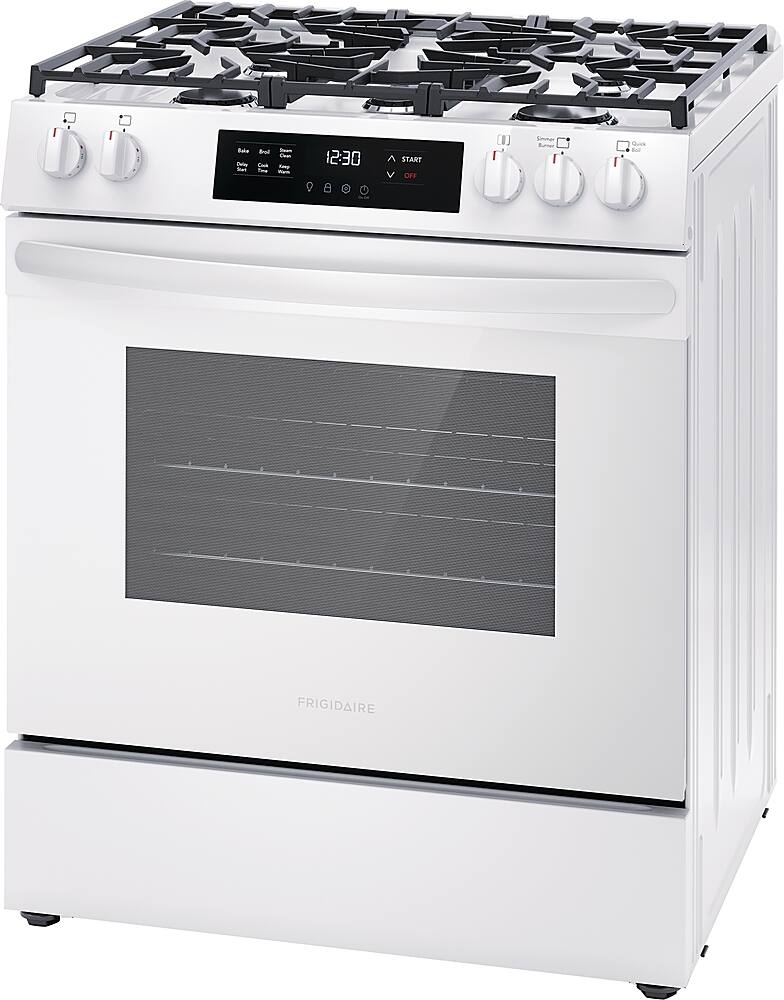 Angle. Frigidaire - 5.1 Cu. Ft Freestanding Gas Range with Quick Boil - White.