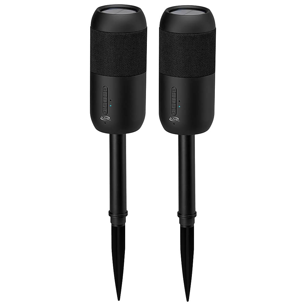 Front. iLive - Portable Wireless Waterproof Speakers with Removable Stakes (Pair) - Black.