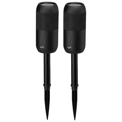 Front. iLive - Portable Wireless Waterproof Speakers with Removable Stakes (Pair) - Black.