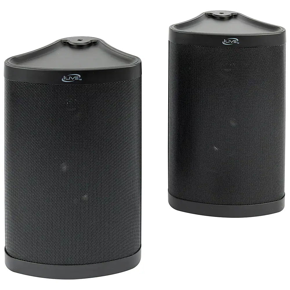 Front. iLive - Patio+ Bluetooth Indoor/Outdoor Water-Resistant Speakers (Pair) - Black.