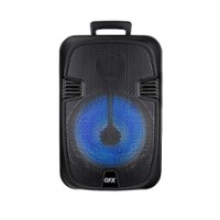 QFX - Bluetooth Rechargeable Speaker with LED Party Lights and Wired Mic - Black - Front_Zoom