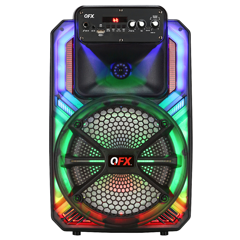 QFX Rechargeable Portable Speaker with Liquid Motion Party Lights Black PBX-801 Best Buy
