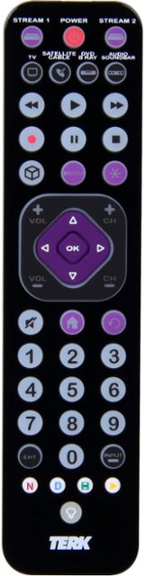 Front Zoom. TERK - Rechargeable 6-Device Backlit Universal Remote - Black.