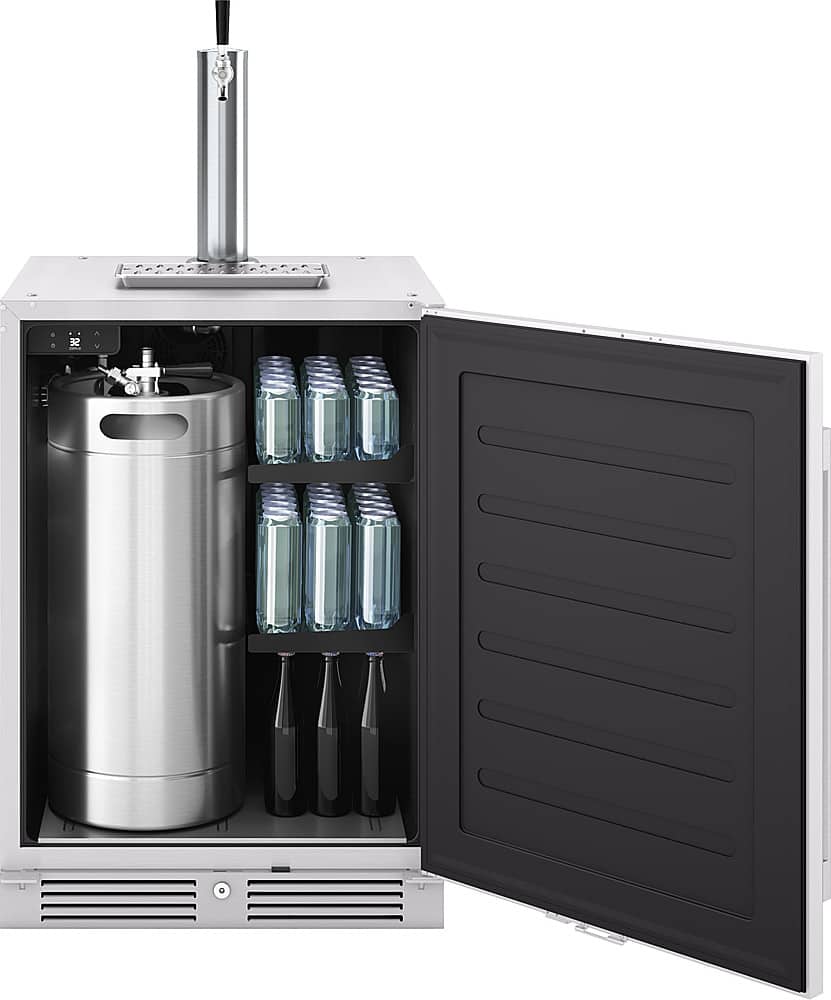 Angle. Zephyr - Presrv 5.6 cu. ft. Convertible Outdoor Beer Kegerator with 107-Can Beverage Storage - Stainless Steel.