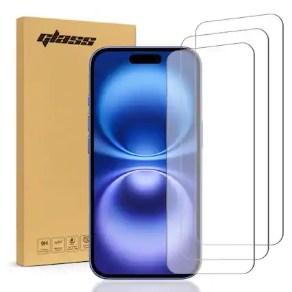 Front. RomeTech - Apple iPhone 16 Tempered Glass Screen Protector 6 Per Pack - Transparent.