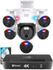 Swann Professional 8-Channel 5-Bullet 1-Pan Tilt Camera Indoor/Outdoor 12MP 6K & 4K HD 4TB NVR Security Surveillance - White