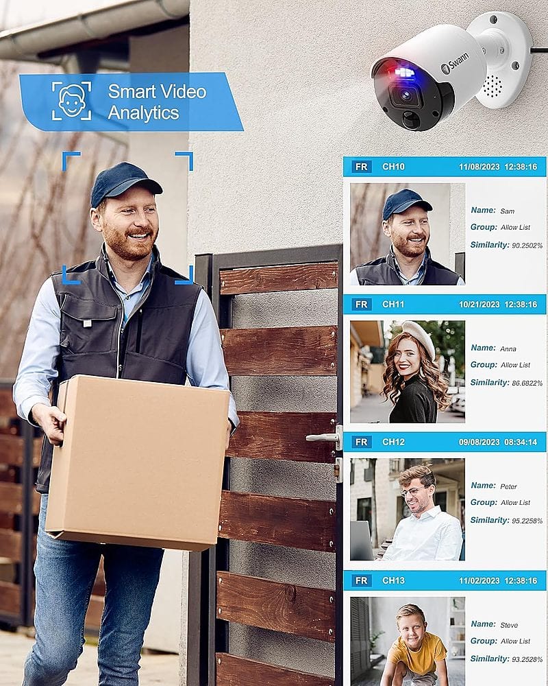 Smart Video Analytics Swann FR CH10 11/08/2023 12:38:16 Name: Sam Group: Allow List Similarity: 90.2502% FR CH11 10/21/2023 12:38:16 Name: Anna Group: Allow List Similarity: 86.6822% FR CH12 09/08/2023 08:34:14 Name: Peter Group: Allow List Similarity: 95.2258% FR CH13 11/02/2023 12:38:16 Name: Steve Group: Allow List Similarity: 93.2528%
