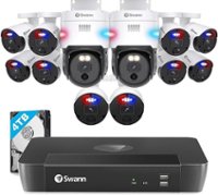 Swann Professional 16-Channel 10-Bullet 2-Pan Tilt Camera Indoor/Outdoor 6K & 4K HD 4TB NVR Security Surveillance System - White - Front_Zoom