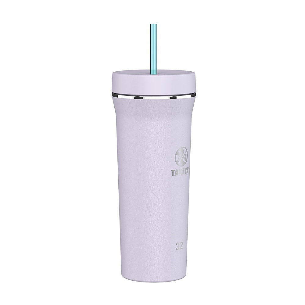 Angle. Takeya - 32oz Tumbler with Straw and Lid - Vivacity Purple.