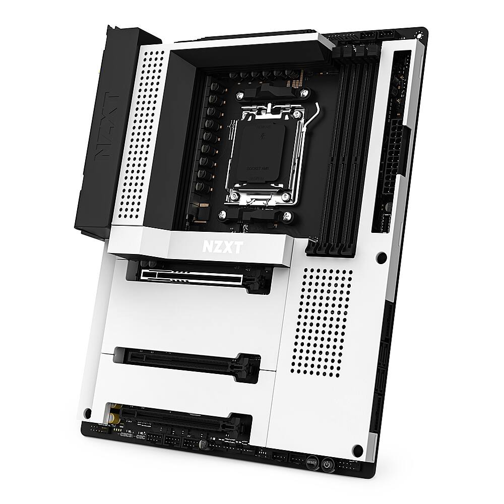 Front. NZXT - B650E (Socket AM5) USB 3.2 AMD Motherboard - White.