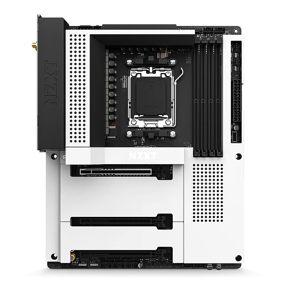 Alt View 1. NZXT - B650E (Socket AM5) USB 3.2 AMD Motherboard - White.