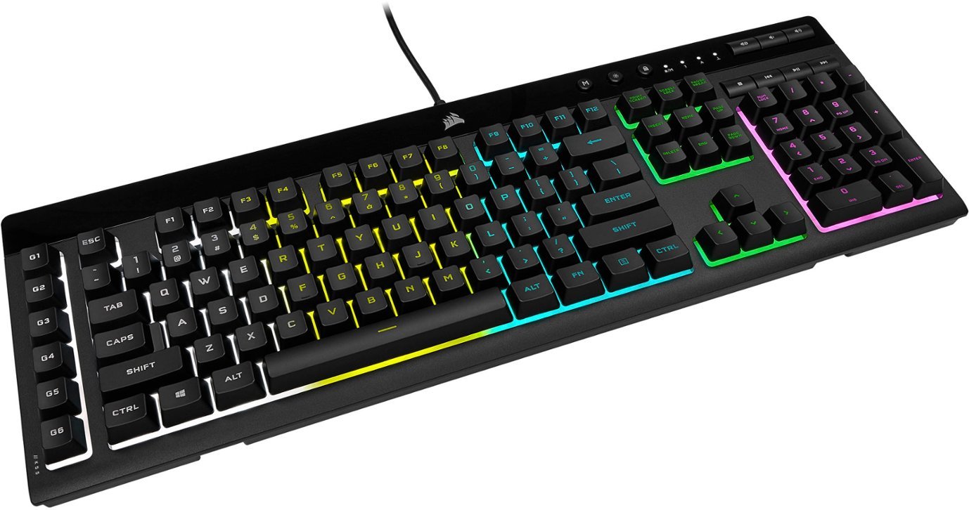 Zoom in on Angle Zoom. CORSAIR - K55 RGB Pro LITE Full-size Wired Dome Membrane Gaming Keyboard with Elgato Stream Deck Software Integration - Black.