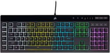 CORSAIR - K55 RGB Pro LITE Full-size Wired Dome Membrane Gaming Keyboard with Elgato Stream Deck Software Integration - Black - Front_Zoom