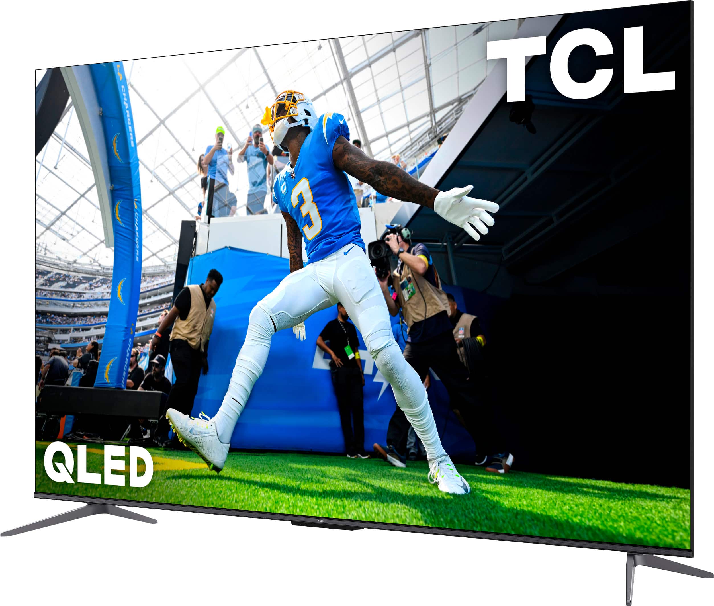 Left. TCL - 65" Class Q6 Q-Class 4K QLED HDR Smart TV with Google TV - Black.