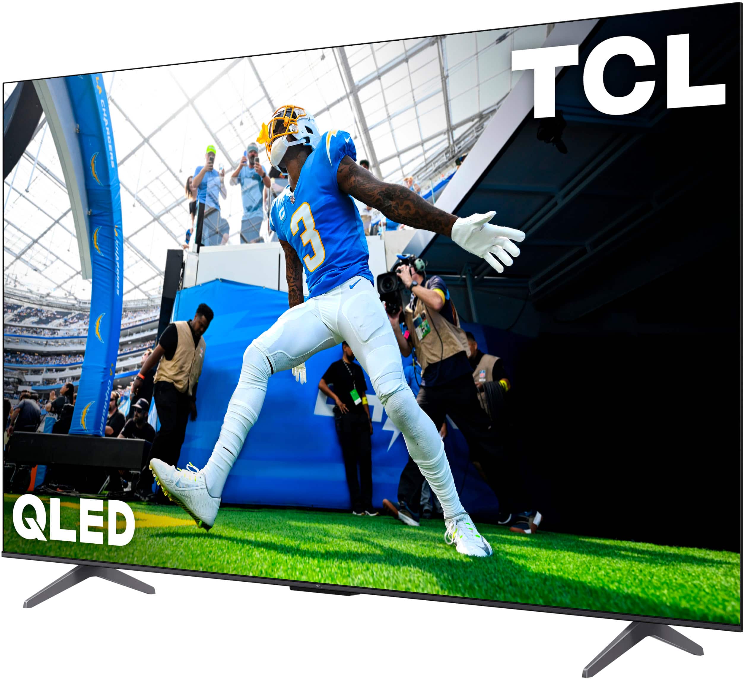 Left. TCL - 75" Class Q6 Q-Class 4K QLED HDR Smart TV with Google TV - Black.