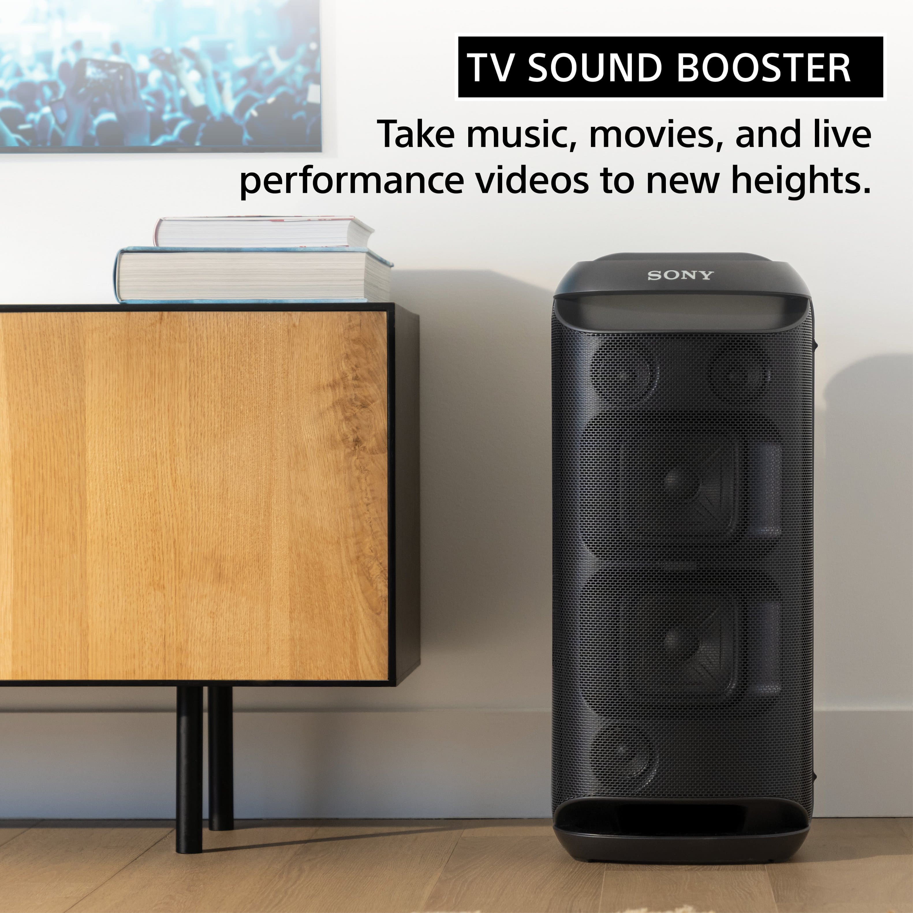 TV SOUND BOOSTER: Take music, movies, and live performance videos to new heights with Sony.