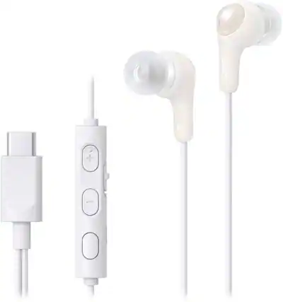 Front. JVC - Gumy Connect Wired Headphones with USB-C Connector - White.