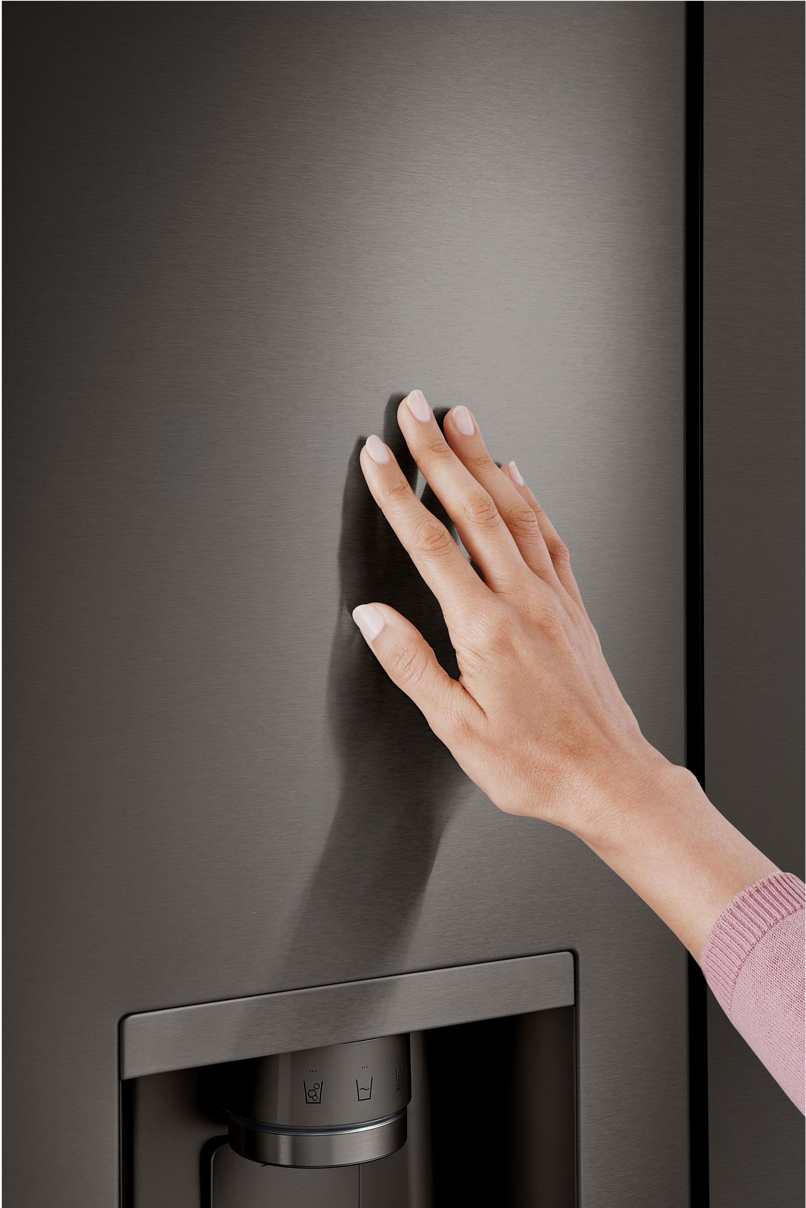 Alt View 27. LG - Counter-Depth MAX 25.5 Cu. Ft. French Door Smart Refrigerator with Four Kinds of Ice - Printproof Black Stainless Steel.