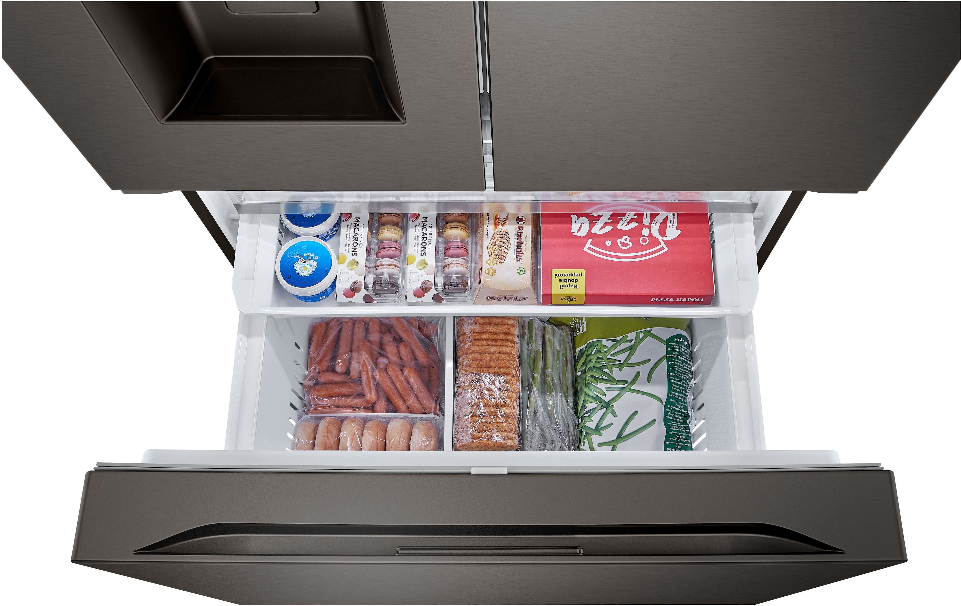 Alt View 34. LG - Counter-Depth MAX 25.5 Cu. Ft. French Door Smart Refrigerator with Four Kinds of Ice - Printproof Black Stainless Steel.